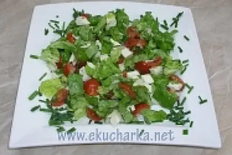 Hlávkový salát s rajčaty a sýrem